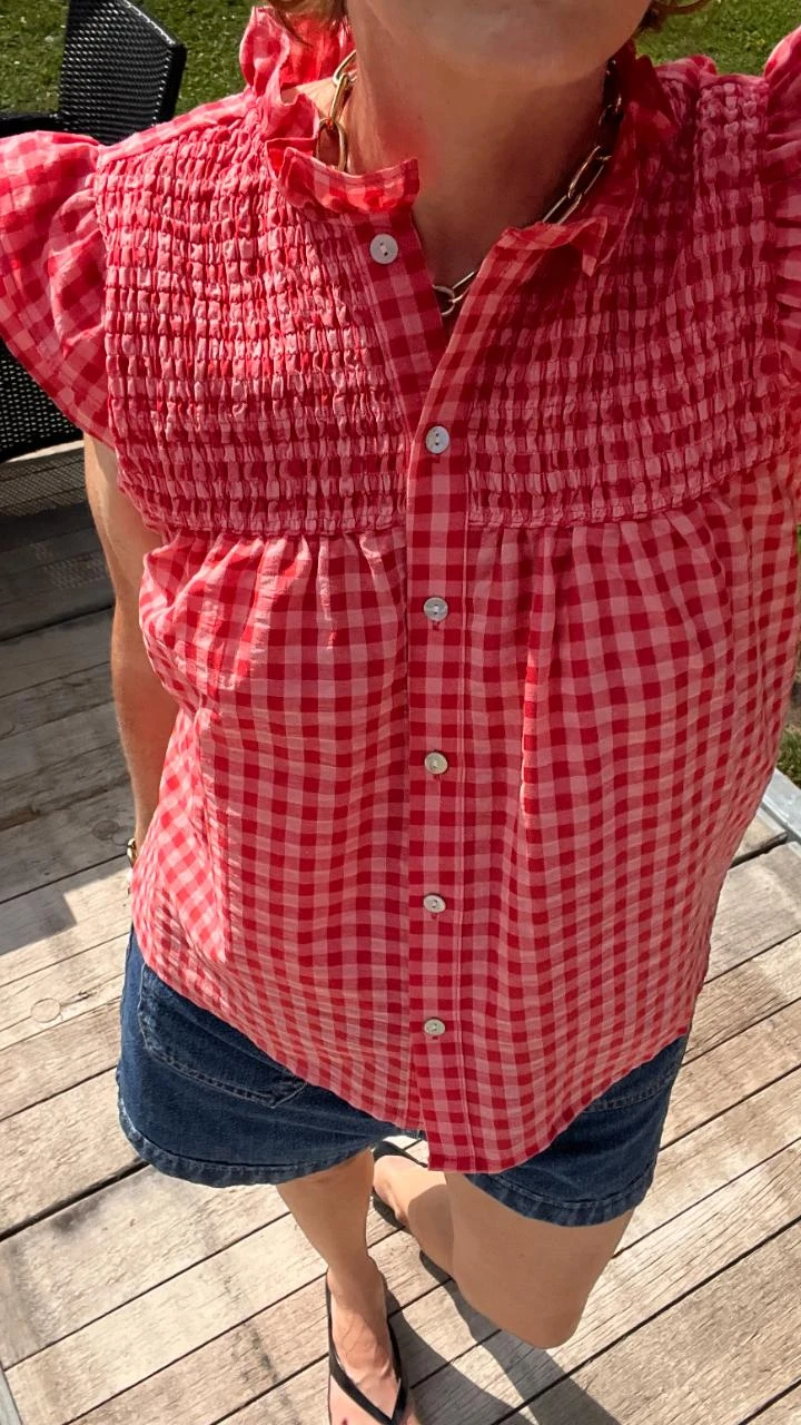 Camisa com estampa vichy vermelho/coral - M – photo 2